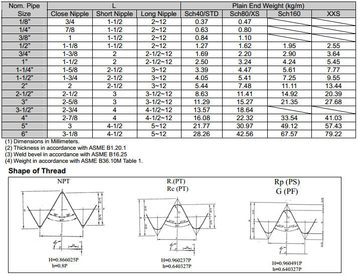 ASME B16.11 Threaded Pipe Nipple